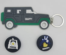 Load image into Gallery viewer, Shappy Snappy Truck Keychain and shoe charm holder with 2 charms (Green/glow in the dark or Grey)
