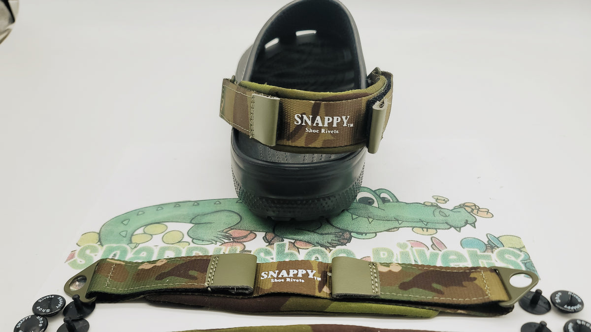 Snappy Shoe Rivets Adjustable Soft Replacement Heel Straps for croc shoes  CAMO