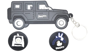 Shappy Snappy Truck Keychain and shoe charm holder with 2 charms (Green/glow in the dark or Grey)