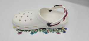 Snappy Shoe Rivets - Mixed Camo Replacement Straps for Clogs (White/Red/Black/Dark Red) - 9 Inches - Bonus 4 Rivets