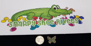 Green and yellow butterfly shoe charm