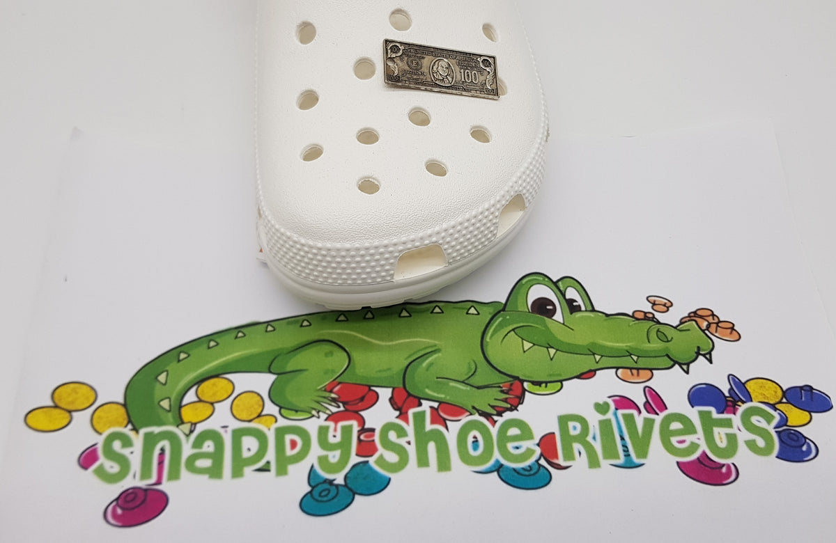 Metal silver 100 dollar bill – Snappy Shoe Rivets